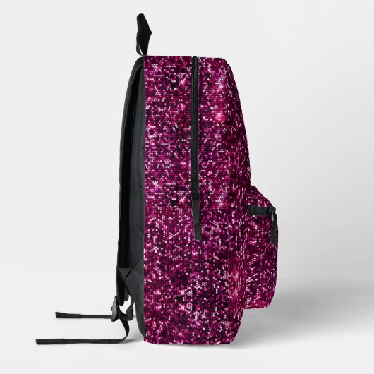 Schattigee Girly Hot Pink Glitter Sequins Monogram Bedrukte Rugzak (Links)
