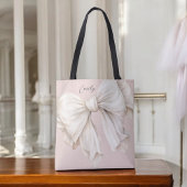 Schattigee Girly Ivory White Bow op Roze Draagtas