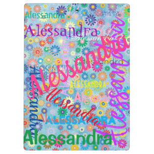 Schattigee Girly Kleurrijke Naam Collage met Bloem Klembord