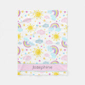 Schattigee Girly Kleurrijke Regenboog Patroon Naam Fleece Deken (Voorkant)