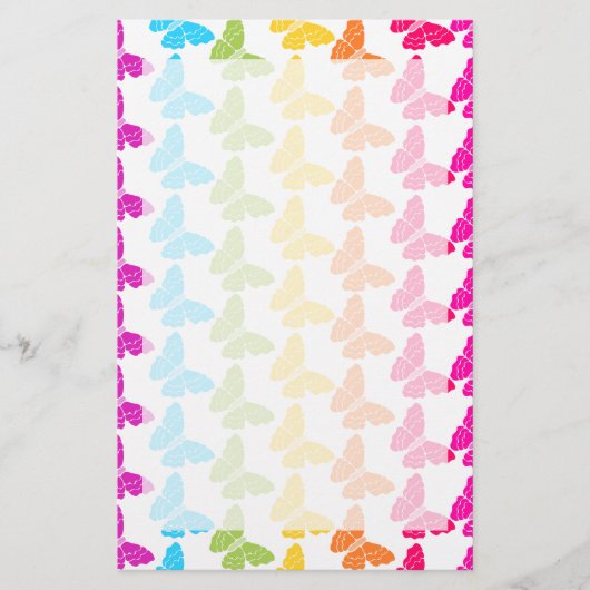 Schattigee Girly Kleurrijke Regenboog Vlinderpatro Briefpapier (Voorkant)