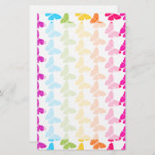 Schattigee Girly Kleurrijke Regenboog Vlinderpatro Briefpapier (Voorkant / Achterkant)