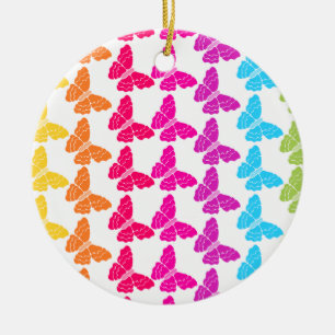 Schattigee Girly Kleurrijke Regenboog Vlinderpatro Keramisch Ornament