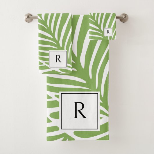 Schattigee Girly Leaf Pattern Plant Lover Bad Handdoek (Insitu)