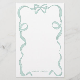 Schattigee Girly Mint Groene Bow Ribbon Lijst Briefpapier