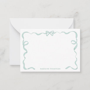 Schattigee Girly Mint Groene Bow Ribbon Lijst Notitiekaartje