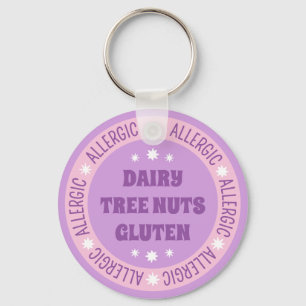 Schattigee Girly Paarse Noodcontact Voedselallergi Sleutelhanger
