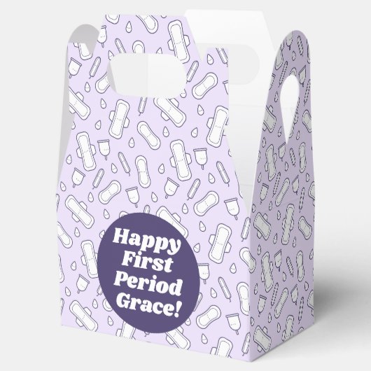 Schattigee Girly Paarse Tampon Pattern Eerste Peri Bedankdoosjes (Geopend)