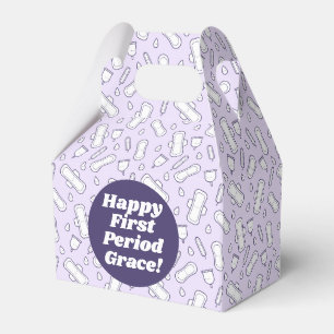Schattigee Girly Paarse Tampon Pattern Eerste Peri Bedankdoosjes