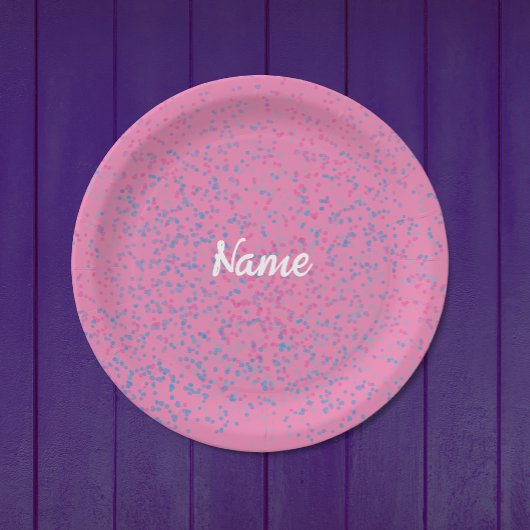 Schattigee Girly Pastel Roze Blauw Stippen Modern Papieren Bordje