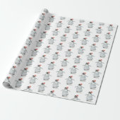 Schattigee Girly Penguin met Hibiscus Bloempatroon Cadeaupapier (Uitgerold)