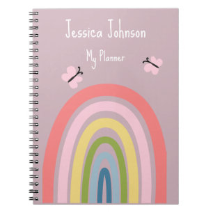 Schattigee Girly Pink Rainbow Butterfly Notitieboek
