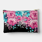 Schattigee Girly Roze & Blauwgroen Bloemen Make-up Etui (Achterkant)