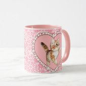 Schattigee Girly  Roze Bloemen Mok Kitten Hart (Voorkant rechts)