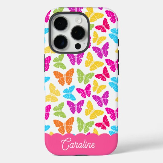 Schattigee Girly Vibrant Rainbow Butterfly Patroon Case-Mate iPhone Case (Achterkant)