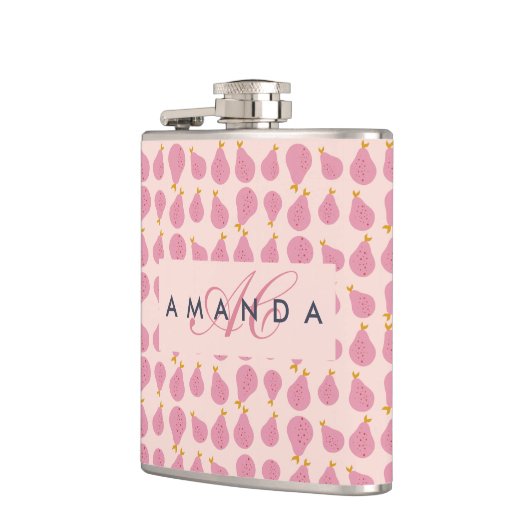 Schattigee Girly Vrouwelijke Pear Monogrammed Init Heupfles (Links)