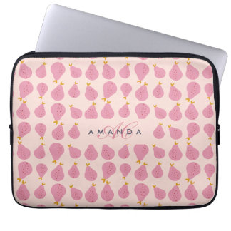 Schattigee Girly Vrouwelijke Pear Monogrammed Init Laptop Sleeve
