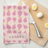 Schattigee Girly Vrouwelijke Pear Monogrammed Init Theedoek (Quarter Fold)