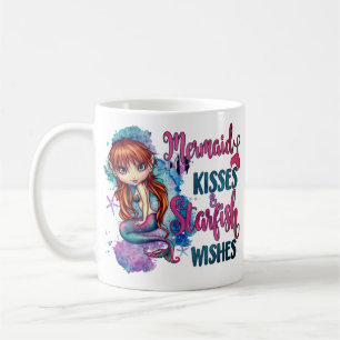 Schattigee Girly Waterverf Modern Mermaid Kisses Koffiemok
