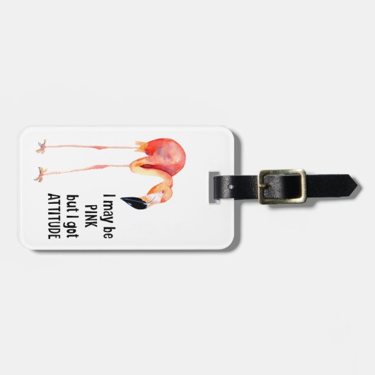 Schattigee Girly Waterverf Roze Flamingo Typografi Bagagelabel (Voorkant horizontaal)