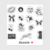Schattigee Girly Zwart Wit Esthetische Pack Sticker (Vel)