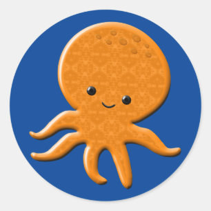 Schattigee glanzende octopus Cartoon Ronde Sticker