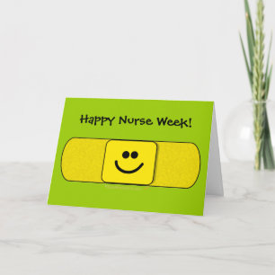 Schattigee glimlachende Bandaid Happy Nurse Week  Bedankkaart