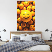 Schattigee glimlachende gele emoji voor het verspr canvas afdruk (Insitu (Slaapkamer))