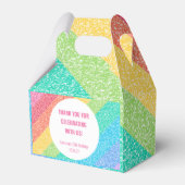 Schattigee glitter regenboog aangepaste verjaardag bedankdoosjes (Voorkant Zijde)