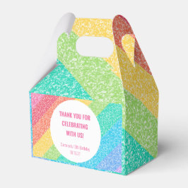 Schattigee glitter regenboog aangepaste verjaardag bedankdoosjes