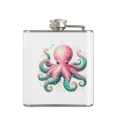 Schattigee Glittery Octopus Custom Monogram Heupfles (Achterkant)