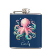Schattigee Glittery Octopus Custom Monogram Heupfles (Voorkant)