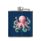 Schattigee Glittery Octopus Custom Monogram Heupfles (Achterkant)