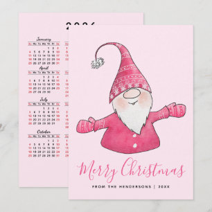 Schattigee Gnome 2025 Kalender Roze Vrolijk Kerstf Feestdagenkaart