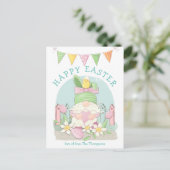 Schattigee Gnome Bunny Chick Spring Pastels Happy  Feestdagenkaart (Staand voorkant)