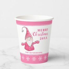 Schattigee Gnome Custom White en Pink Christmas Papieren Bekers