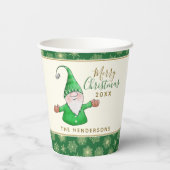 Schattigee Gnome Green Christmas Papieren Bekers (Achterkant)
