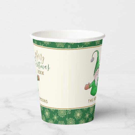 Schattigee Gnome Green Christmas Papieren Bekers (Rechts)