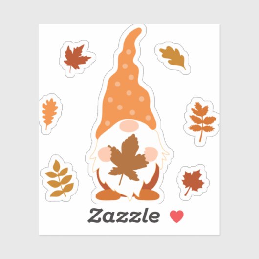 Schattigee Gnome Herfst Vallende bladeren Sticker (Vel)