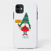 Schattigee Gnome Holding Placard met Groeten Case-Mate iPhone Case (Achterkant)