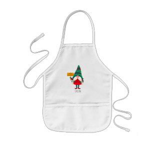 Schattigee Gnome Holding Placard met Groeten Kinder Schort