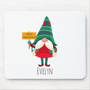 Schattigee Gnome Holding Placard met Groeten Muismat