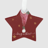 Schattigee Gnome Kersthand In There Gouden Ster Ho Ornament (achterkant)