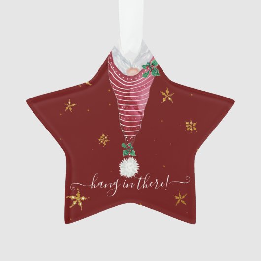 Schattigee Gnome Kersthand In There Gouden Ster Ho Ornament (voorkant)