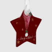 Schattigee Gnome Kersthand In There Gouden Ster Ho Ornament (voorkant)