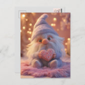 Schattigee Gnome met Hart: Valentijnsdag Design Briefkaart (Voorkant / Achterkant)