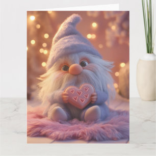 Schattigee Gnome met Hart: Valentijnsdag Design Kaart