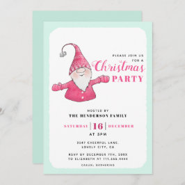 Schattigee Gnome Mint Groen en Roze Kerstfeest Kaart