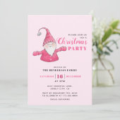 Schattigee Gnome Roze Kerstfeest Kaart (Staand voorkant)
