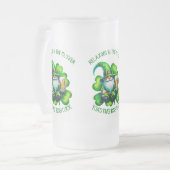 Schattigee Gnome St Patrick's Day met bier | Matglas Bierpul (Voorkant links)